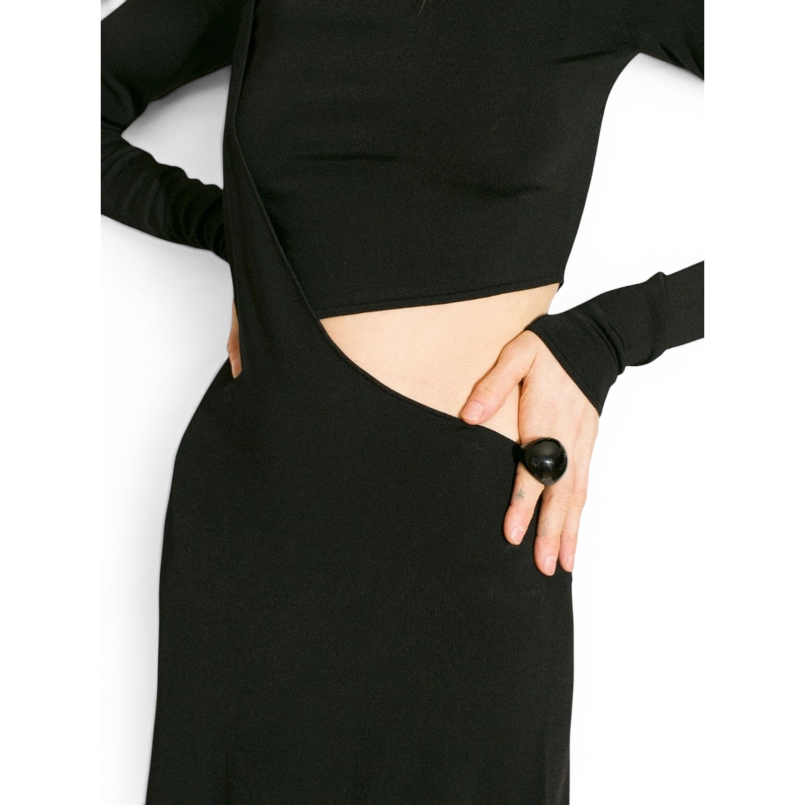 Paris Georgia Lola Black Cutout Maxi Dress Gallery Opening Quiet Luxury S Nwt — image 8 of 8